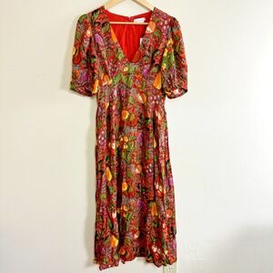 RHODE Womens Dress Size 8 Midi Fruit Floral Pockets Retro Cottagecore Unique NEW